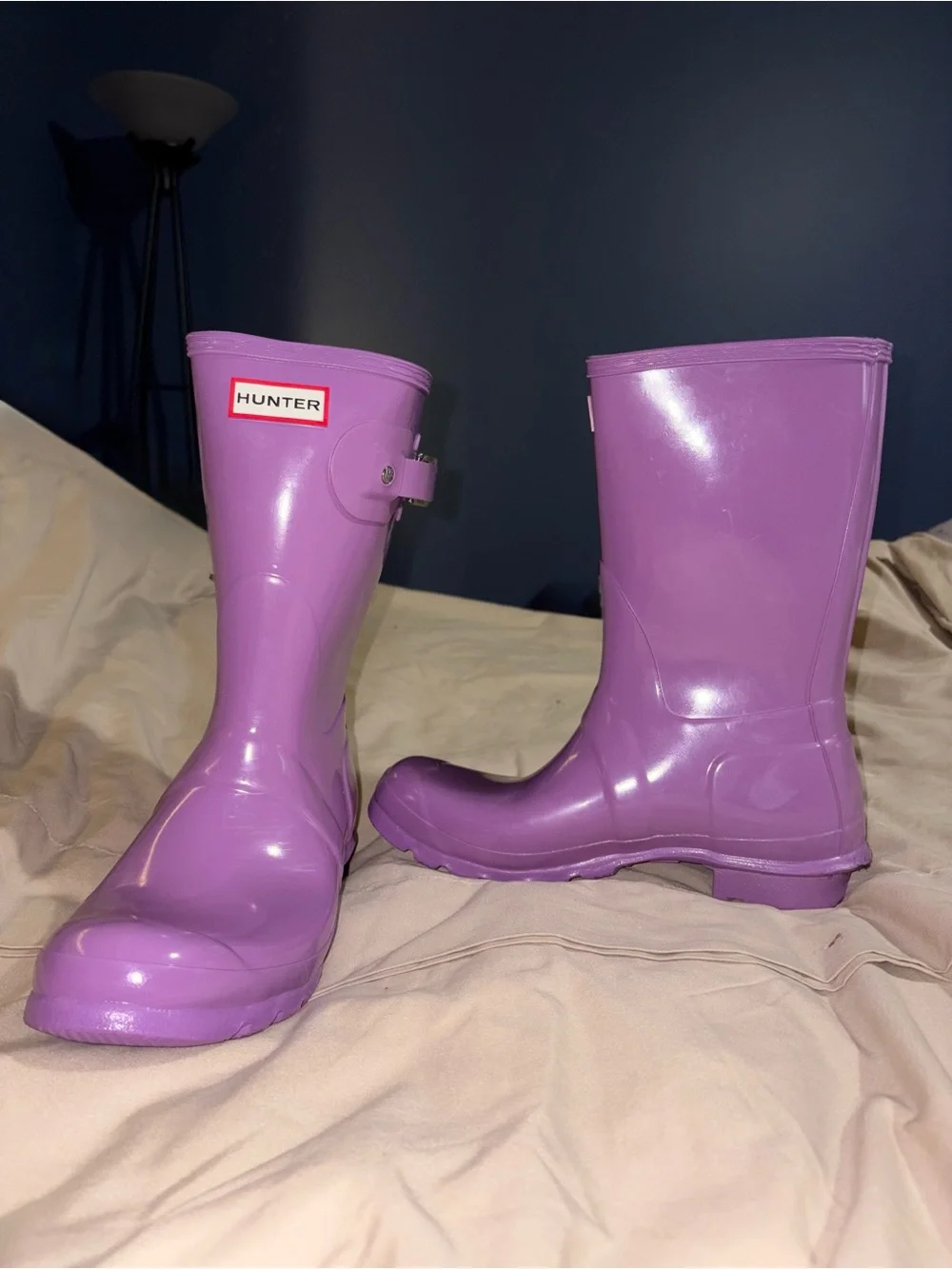 Authentic Hunter Original Short Gloss Rain Boots Thistle Purple Women’s US 9 NIB